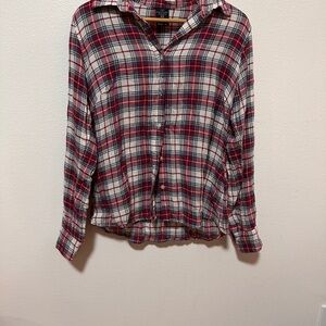 Faded Glory Red and White Plaid Button Down Shirt